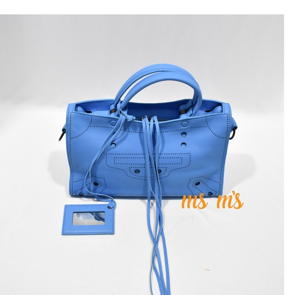 NEW Balenciaga Blue Calfskin Small City Bag - Picture 4 of 8